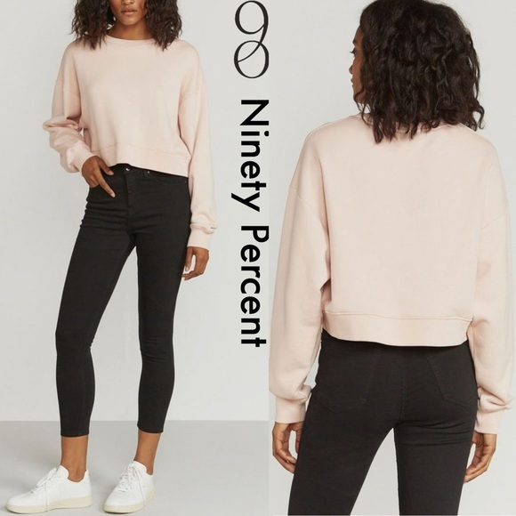 Ninety Percent Pink Sweatshirt Boxy Oversized Athleisure Organic Cotton Pullover - Picture 1 of 10